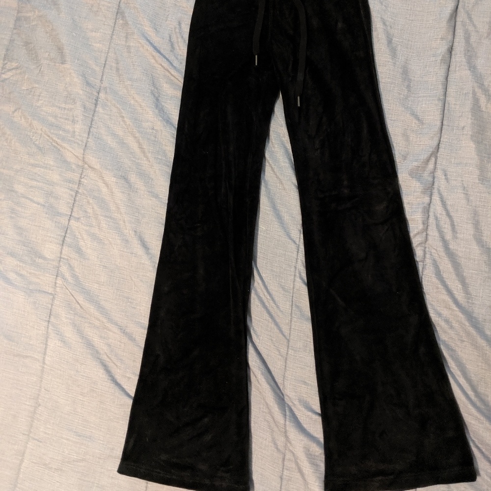 Women's black velour flare pants